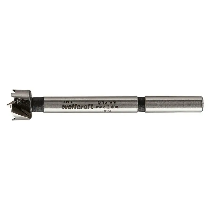 Wolfcraft Forstnerbohrer - Durchmesser Bohrer: 15 mm - Wolfcraft Forstnerbohrer, 15mm Durchmesser, geeignet für präzise Bohrungen in Holz. Max. 2.400 RPM.