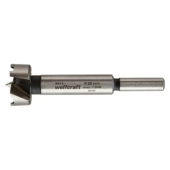 Wolfcraft Forstnerbohrer - Durchmesser Bohrer: 25 mm - Forstnerbohrer von Wolfcraft, ideal für präzise Bohrungen in Holz. Durchmesser 25 mm, max. 1.800 U/min.
