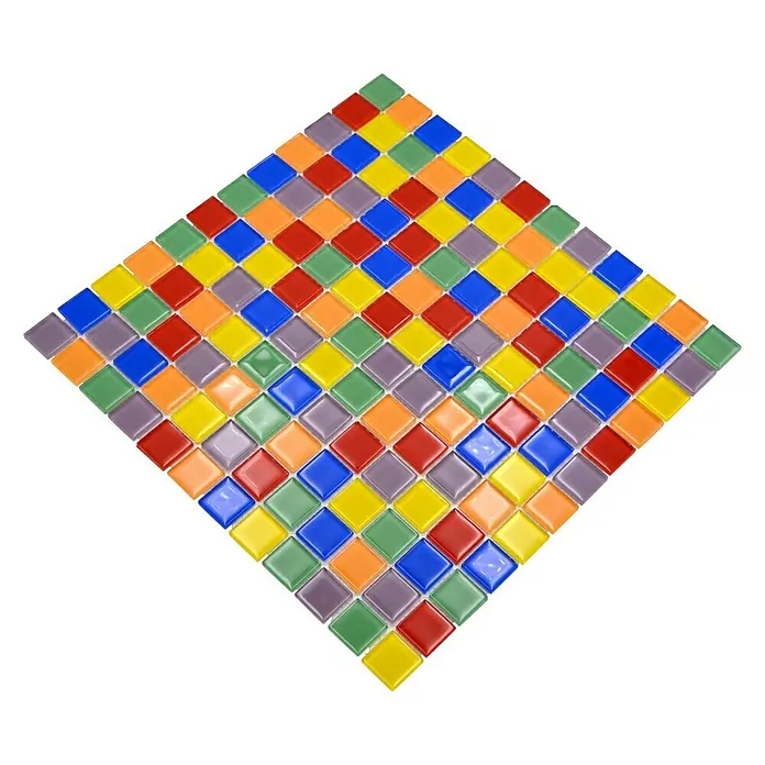 Mosaikfliese Quadrat Crystal CM 4SE10 - 30 x 30 cm, Mehrfarbig, Glänzend - Mosaikfliesen mit quadratischen bunten Fliesen, ideal für Küche oder Bad.