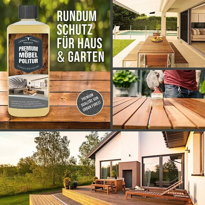 Urban Forest Premium Möbelpolitur - 500 ml - Bild zeigt Urban Forest Premium Möbelpolitur für Haus und Garten.