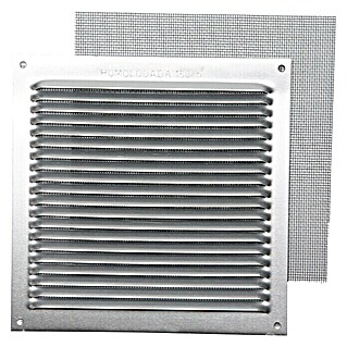 Rejilla de ventilación con mosquitera (17 x 17 cm, Aluminio, Espesor: 0,8 mm)