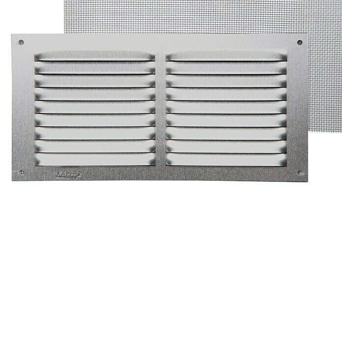 Rejilla de ventilación con mosquitera (20 x 10 cm, Blanco, Espesor: 0,8 mm)