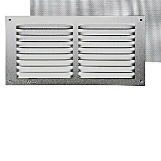 Rejilla de ventilación con mosquitera (20 x 10 cm, Aluminio, Espesor: 0,8 mm)