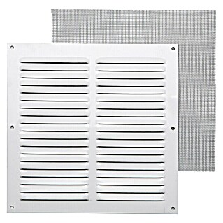 Rejilla de ventilación con mosquitera (20 x 20 cm, Blanco, Espesor: 0,6 mm)