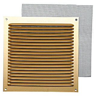 Rejilla de ventilación con mosquitera (17 x 17 cm, Oro, Espesor: 0,8 mm)