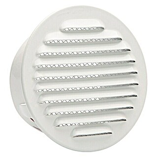 Rejilla de ventilación empotrable con mosquitera (125 mm, Blanco, Aluminio)