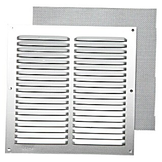 Rejilla de ventilación con mosquitera (20 x 20 cm, Aluminio, Espesor: 0,8 mm)