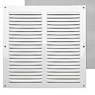 Rejilla de ventilación con mosquitera (25 x 25 cm, Blanco, Espesor: 0,8 mm)