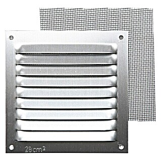 Rejilla de ventilación con mosquitera (10 x 10 cm, Aluminio, Espesor: 0,6 mm)