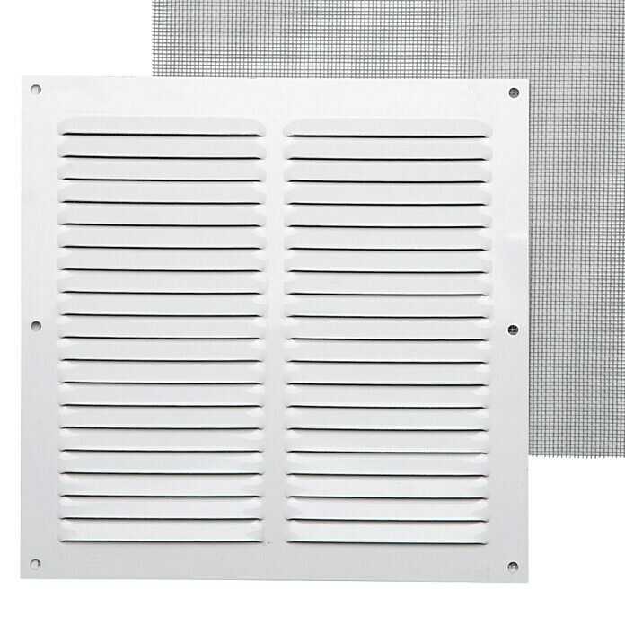 Rejilla de ventilación empotrable con mosquitera (110 mm, Blanco, Aluminio)