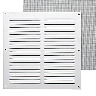 Rejilla de ventilación con mosquitera (20 x 20 cm, Blanco, Espesor: 0,8 mm)