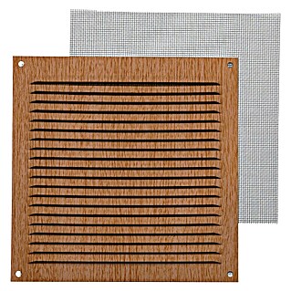Rejilla de ventilación con mosquitera (17 x 17 cm, Haya, Espesor: 0,8 mm)