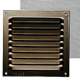 Rejilla de ventilación con mosquitera (10 x 10 cm, Bronce, Espesor: 0,8 mm)