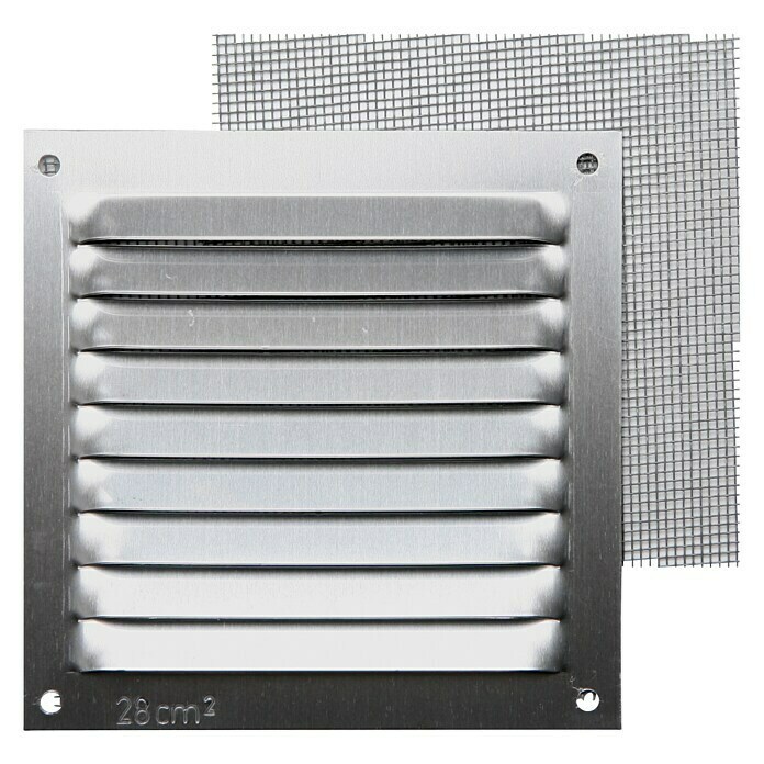 Rejilla de ventilación con mosquitera (30 x 10 cm, Aluminio, Espesor: 0,8  mm)