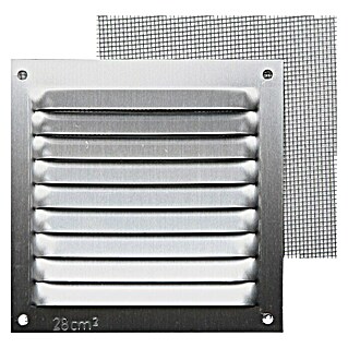 Rejilla de ventilación con mosquitera (10 x 10 cm, Aluminio, Espesor: 0,8 mm)