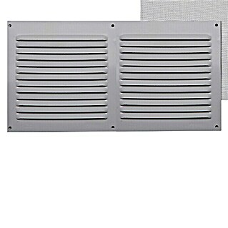Rejilla de ventilación con mosquitera (30 x 15 cm, Aluminio, Espesor: 0,8 mm)