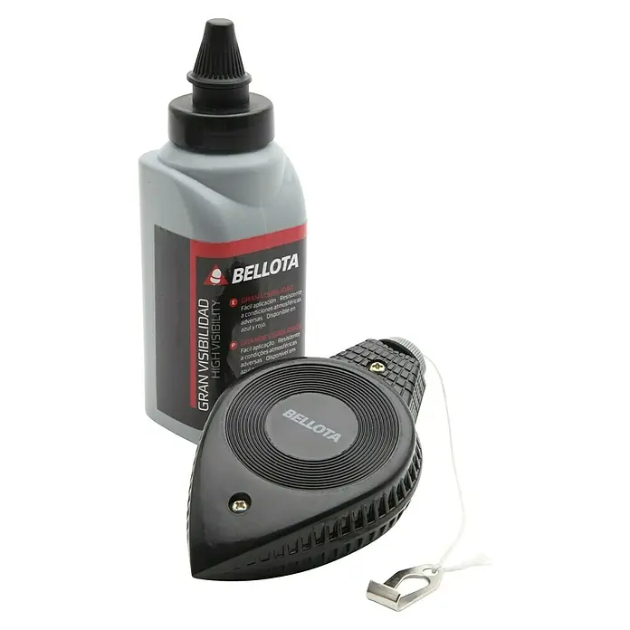 Bellota Tiralíneas con polvo trazador - Aluminio - Kit de marcado de alta visibilidad Bellota, con líquido de marcado y plomada, ideal para marcas precisas y visibles.