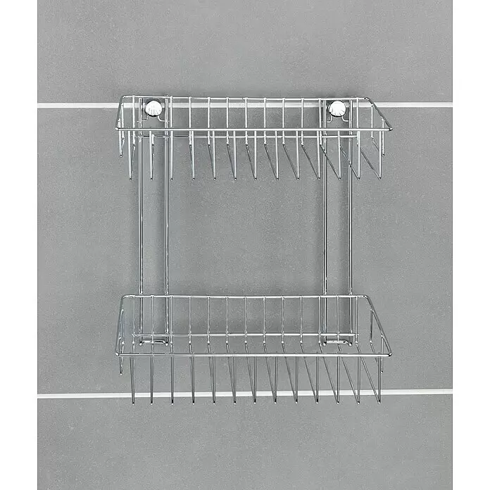 Wenko Classic Duschkorb - L x B x H: 14 x 24 x 26 cm, Chrom, Verchromt - Zweistöckiger verchromter Metall-Duschkorb zur Badaufbewahrung.