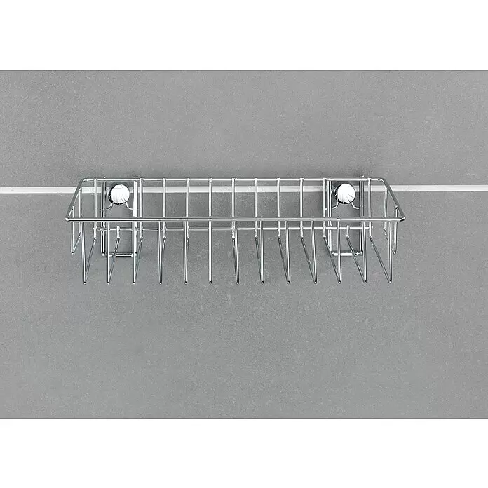 Wenko Classic Duschkorb - L x B x H: 14 x 24 x 6,5 cm, Edelstahl, Verchromt - Rechteckiger Duschkorb aus verchromtem Drahtmetall mit Saugnäpfen zur Wandmontage.
