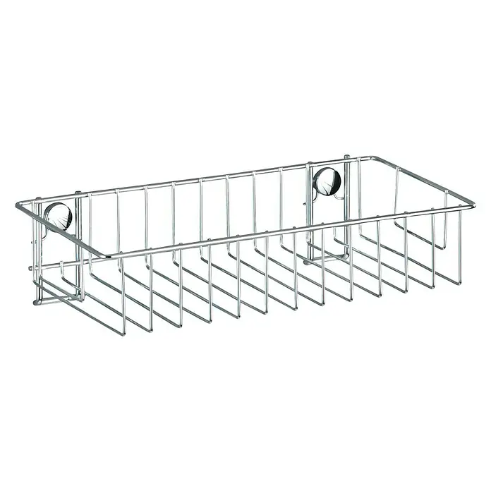 Wenko Classic Duschkorb - L x B x H: 14 x 24 x 6,5 cm, Edelstahl, Verchromt - Ein silberfarbener Duschkorb aus Draht mit Saugnäpfen zur einfachen Befestigung. Perfekt für Shampoo und andere Badezimmerutensilien.