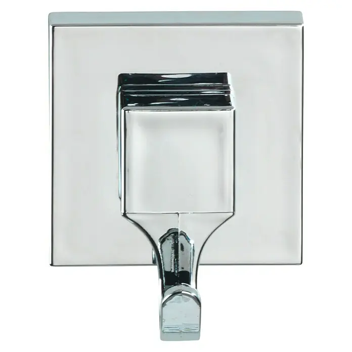 Wenko Handtuchhaken Vacuum-Loc - 2 Stk., Chrom - Nahaufnahme eines modernen, verchromten Wandhaken mit quadratischer Basis, ideal für Badezimmer oder Flur zur Aufbewahrung von Handtüchern und Kleidung.