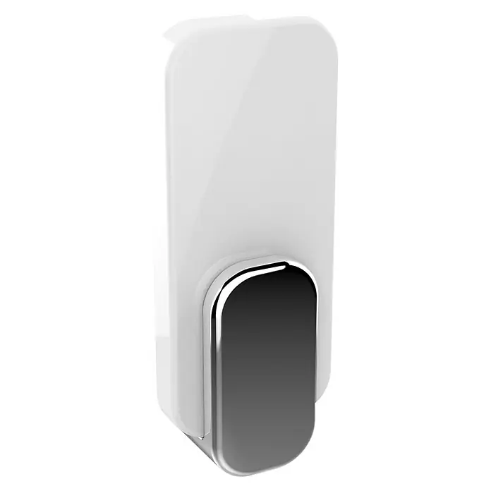 Wenko Handtuchhaken Tem - 2 Stk., Weiß/Chrom, Kunststoff - Eleganter, weißer Seifenspender mit einem stilvollen, silberfarbenen Knopf für eine hygienische Entnahme. Ideal für Bad und Küche.