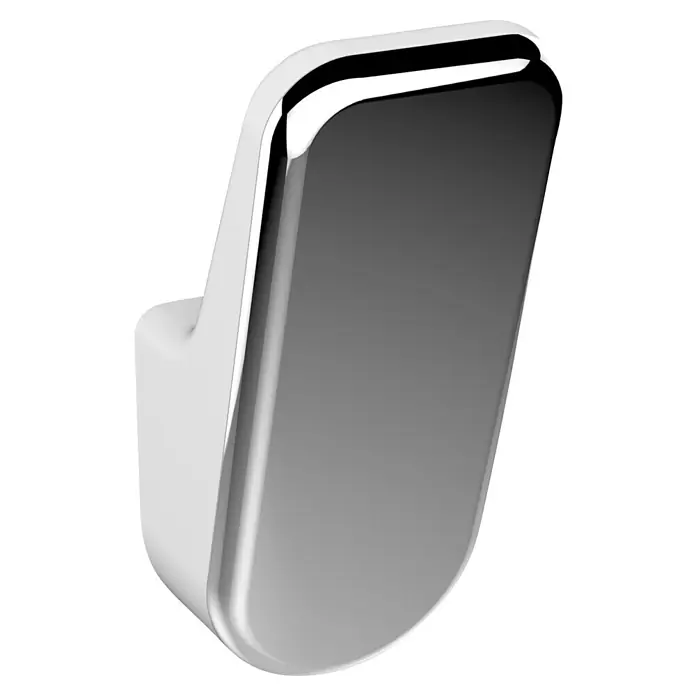 Wenko Handtuchhaken Sila - 2 Stk., Silber, Kunststoff - Nahaufnahme eines modernen, weißen Wandhakens mit Chromakzenten, ideal für Badezimmer oder Flur.