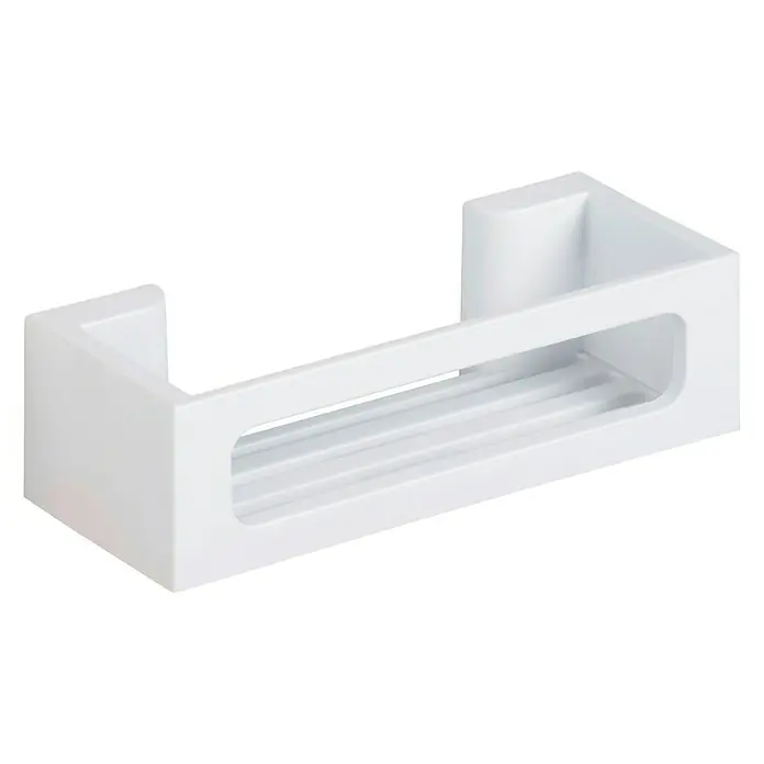 Wenko Duschkorb Power-Loc® Bralia - 12 x 30 x 8,5 cm, Weiß, Matt - Weißes Duschregal zur Aufbewahrung von Badezimmerartikeln. Praktisch und platzsparend.