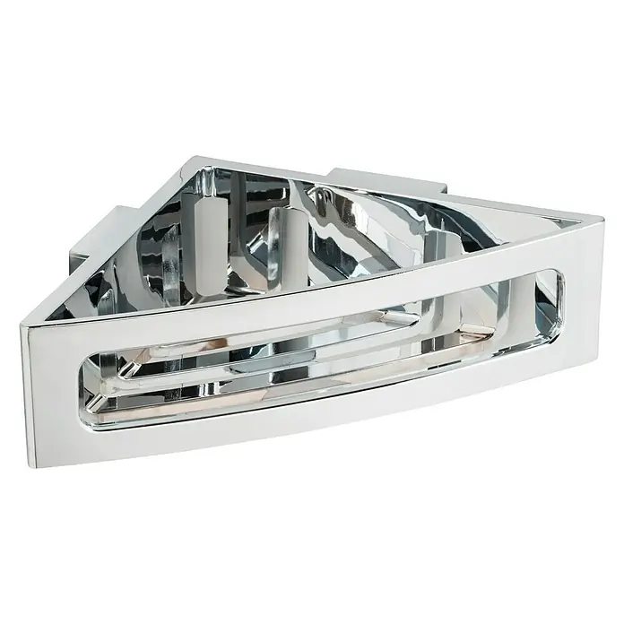Wenko Eckduschkorb Power-Loc® Bralia - 19,5 x 34,5 x 8,5 cm, Chrom, Glänzend - Eckablage mit Chrombeschichtung für Badezimmer und Dusche zur stilvollen Aufbewahrung von Badutensilien.
