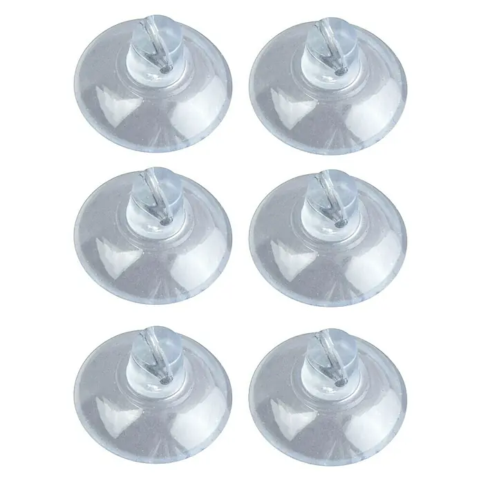 Wenko Saugnapf-Haken - 6 Stk., Kunststoff, Transparent - Bild von sechs transparenten Saugnäpfen mit Haken. Ideal zum Aufhängen von leichten Gegenständen an glatten Oberflächen.
