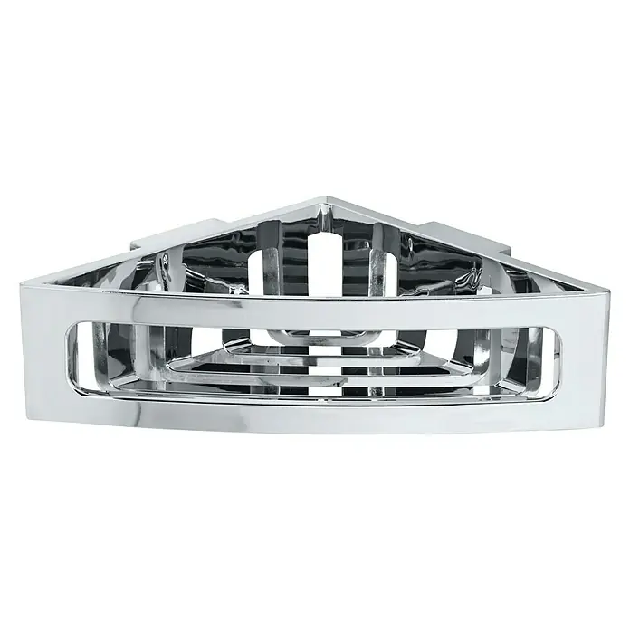 Wenko Eckduschkorb Power-Loc® Bralia - 19,5 x 34,5 x 8,5 cm, Chrom, Glänzend - Elegantes Eckregal in Chromoptik. Das Metallregal für die Ecke bietet stilvollen Stauraum und ist ein Blickfang im Badezimmer.