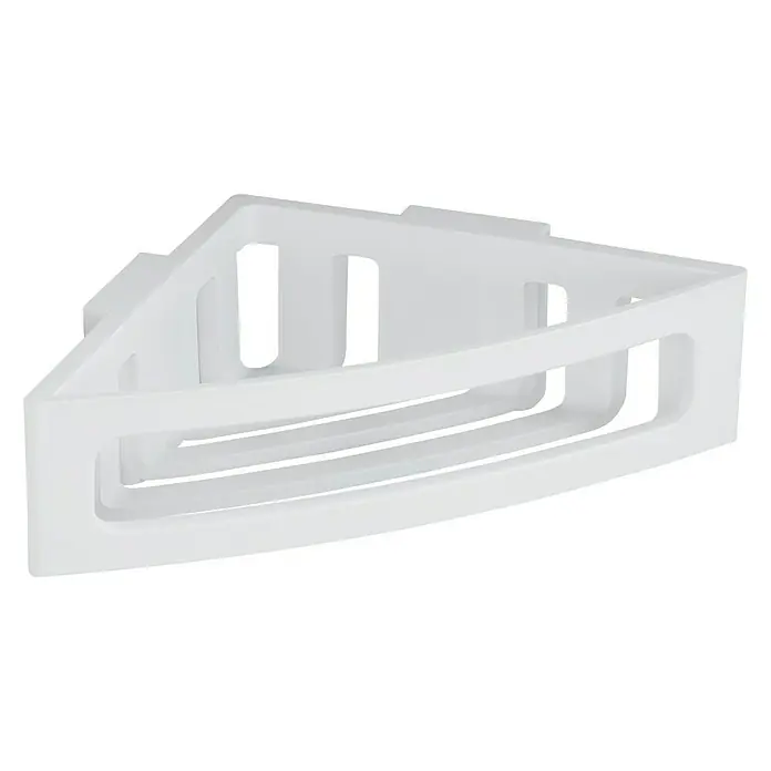 Wenko Eckduschkorb Power-Loc® Bralia - 19,5 x 34,5 x 8,5 cm, Weiß, Matt - Eckiges Duschregal in Weiß für die Badezimmerorganisation, gefertigt für die platzsparende Aufbewahrung von Duschutensilien.