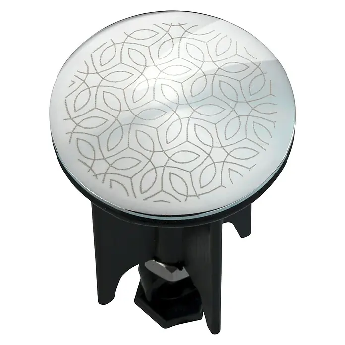 Wenko Design-Excenterstopfen Mantra - Lasergravur, Durchmesser: 3,9 cm - Hier ist ein Waschbeckenstöpsel mit einem floralen Muster, der durch sein elegantes Design besticht und jedes Badezimmer optisch aufwertet.