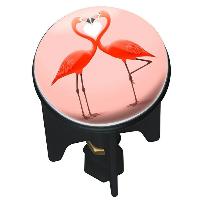 Wenko Design-Excenterstopfen Flamingo LoveFlamingo, Durchmesser: 3,9 cm Diagonal View