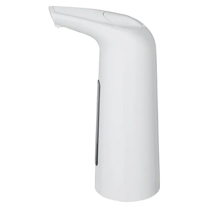 Wenko Seifen- & Lotionsspender Larino - Polystyrol, Weiß, Füllmenge: 400 ml - Weißer, berührungsloser Seifenspender für hygienische Hände. Das moderne Design passt in jedes Badezimmer.