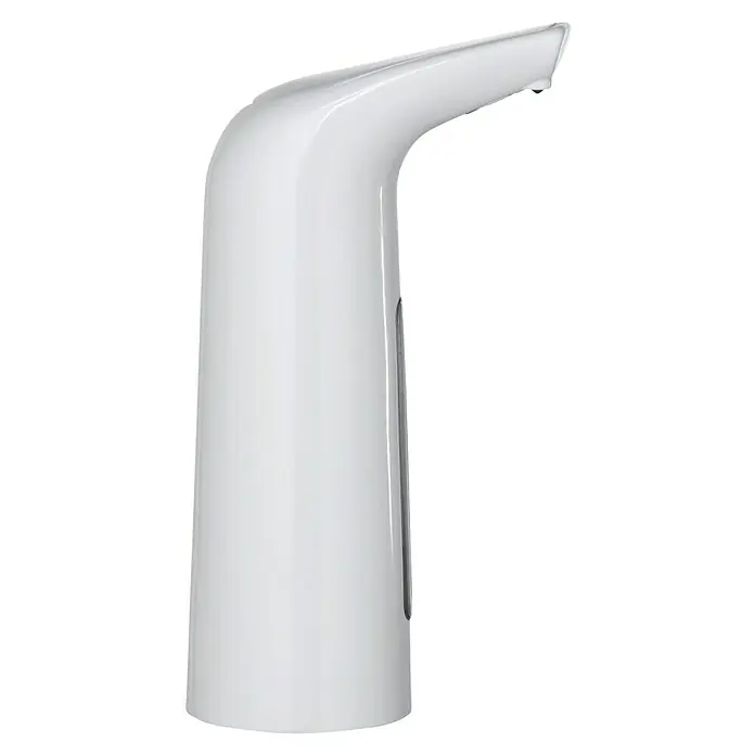 Wenko Seifen- & Lotionsspender Larino - Polystyrol, Weiß, Füllmenge: 400 ml - Ein weißer, automatischer Seifenspender mit elegantem Design und praktischer Füllstandsanzeige für eine hygienische Handhabung.