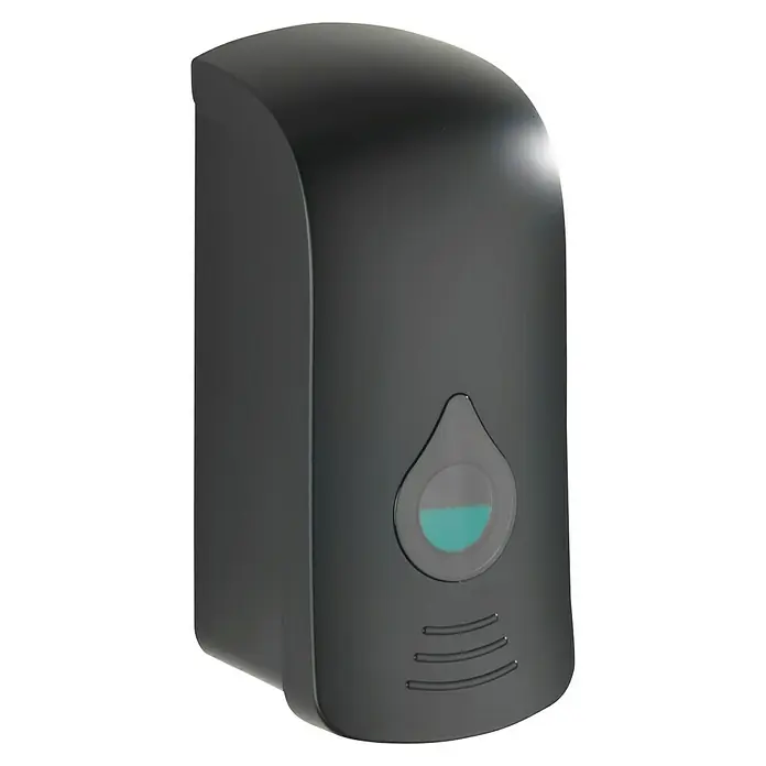 Wenko Seifenspender Ranera L - Kunststoff, Schwarz, Füllmenge: 740 ml - Schwarzer Seifenspender mit Füllstandsanzeige. Ideal für Bad oder Küche. Hygienisch und stilvoll.