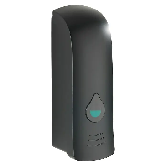 Wenko Seifenspender Ranera S - Kunststoff, Schwarz, Füllmenge: 280 ml - Schwarzer Flüssigseifenspender für Wandmontage mit Füllstandsanzeige und modernem Design für Badezimmer und Küche.