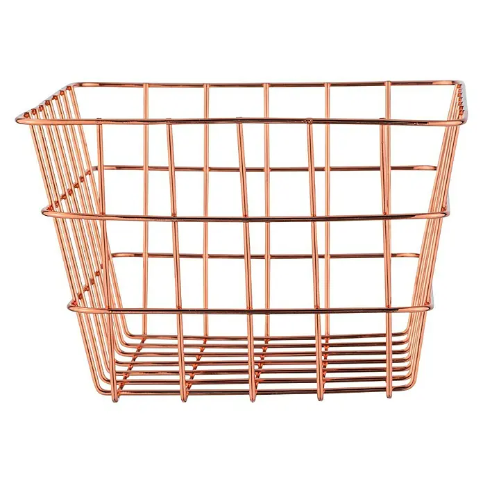 Wenko Bad-Aufbewahrungskorb Viana - L x B x H: 12 x 18 x 25 cm, Metall, Kupfer - Drahtkorb aus Kupfer: Ein dekorativer und praktischer Aufbewahrungskorb aus Metall für Ordnung und Stil im ganzen Haus.