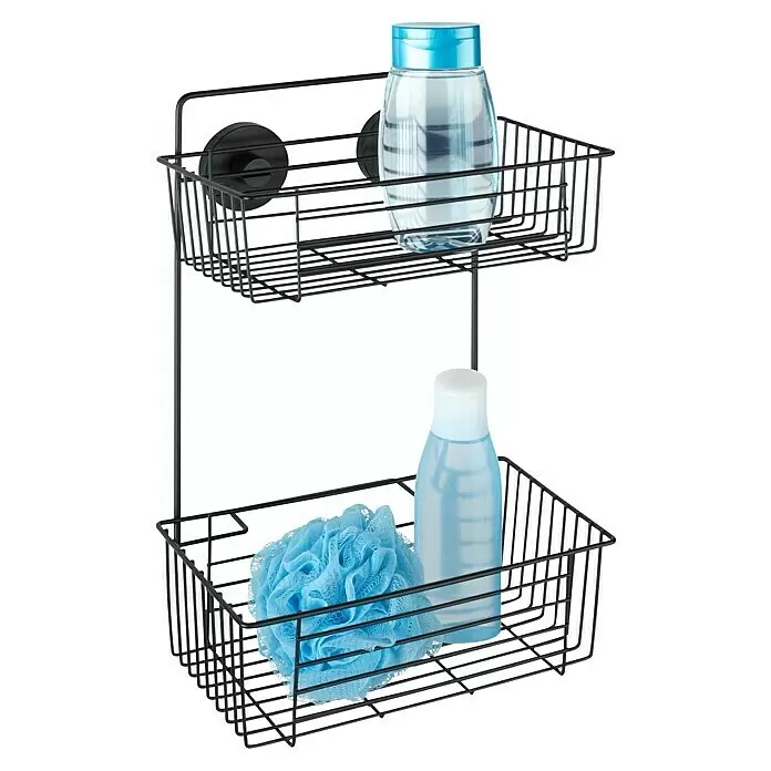 Wenko Duschkorb Bari - L x B x H: 17 x 26 x 38 cm, Schwarz, Matt - Anwendungsbeispiel