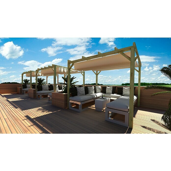 Pérgola con toldo corredero Eco (L x An: 400 x 300 cm, Natural) | BAUHAUS