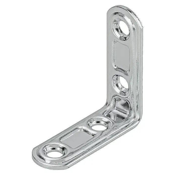 Stabilit Piconect-Winkel - L x B: 30 x 15 mm, Verchromt - Ein glänzender, silberfarbener Winkelverbinder mit mehreren Löchern zur Befestigung von Bauteilen.