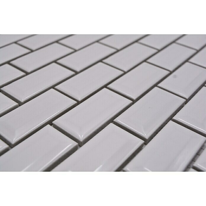 Mosaikfliese Brick Bond Diamond CBW 104 (30 x 30 cm, Weiß, Glänzend)