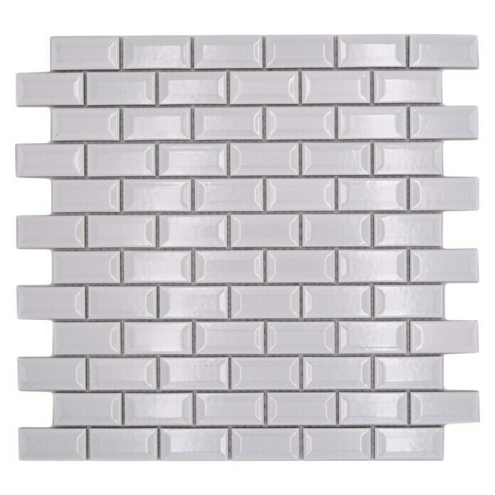 Mosaikfliese Brick Bond Diamond CBW 104 (30 x 30 cm, Weiß, Glänzend)
