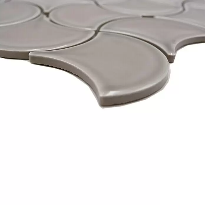 Mosaikfliese Fächer Uni FS 13C - 27,6 x 27,6 cm, Grau, Glänzend - Detailaufnahme