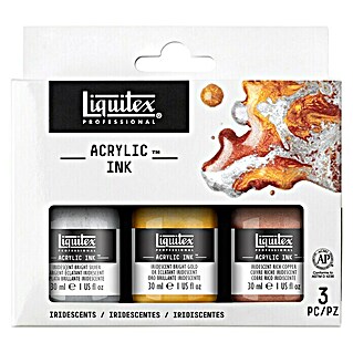 Liquitex Professional Zeichentinten-Set Irisierend (Irisierend, 3 Stk. x 30 ml, Flasche mit Tropfpipette)