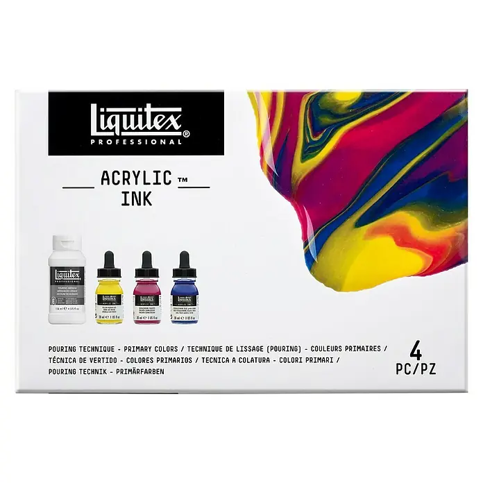 Liquitex Professional Zeichentinten-Set Technik - 3 Stk. x 30 ml, Flasche mit Tropfpipette - Liquitex Acrylic Ink Set: Professionelle Acrylfarben für Pouring-Techniken. Ideal für lebendige Kunstwerke mit hoher Farbintensität.