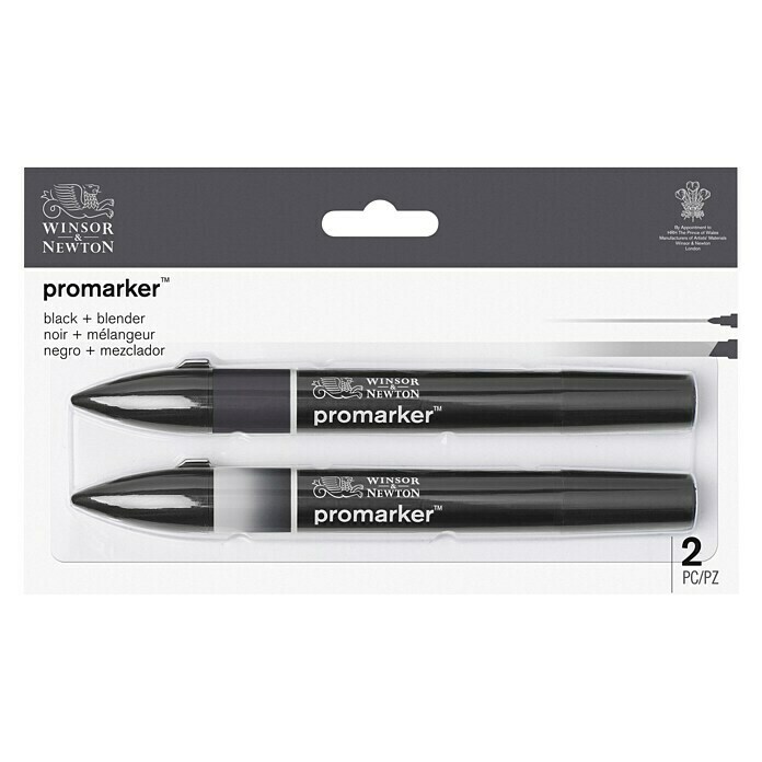 Winsor & Newton Promarker-SetSchwarz/Farblos, 2 -tlg., 2 Spitzen Front View