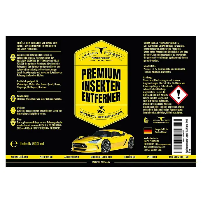Urban Forest Premium Insektenentferner - 500 ml - Bild einer Flasche Urban Forest Premium Insektenentferner.
