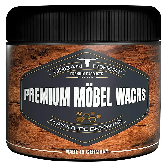Urban Forest Premium Möbelwachs - 250 ml - Produktbild von Urban Forest Premium Möbelwachs, hergestellt in Deutschland, zur Möbelpflege mit Bienenwachs.